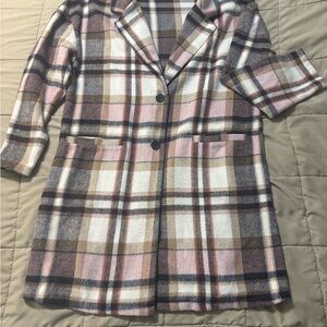 PrettyLittleThing Pink and Brown Plaid Blazer